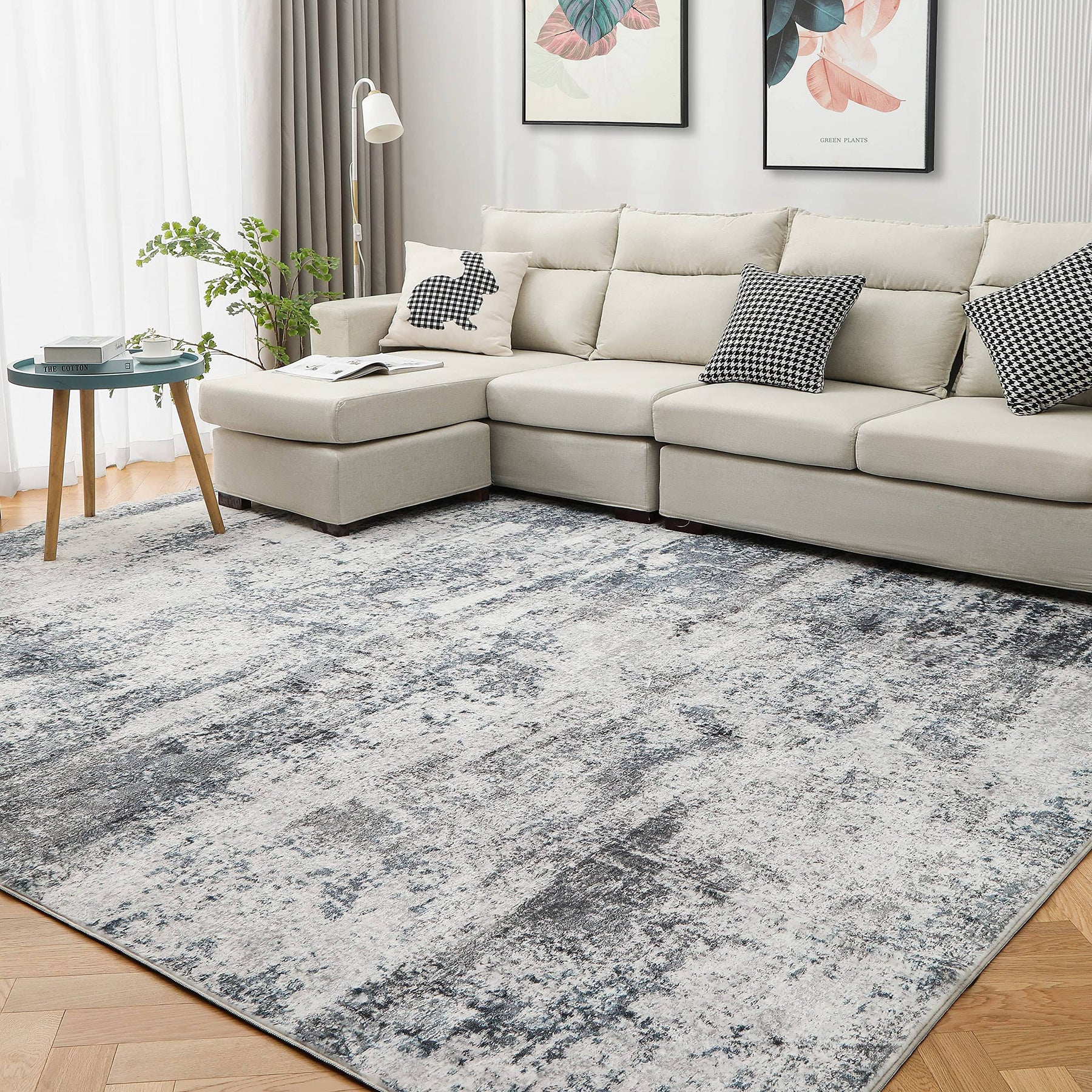 Macro Sen Area Rug Living Room Rugs: 8x10 Indoor Abstract Soft Fluffy Pile Large Carpet with Low Shaggy for Bedroom Dining Room Home Office Decor