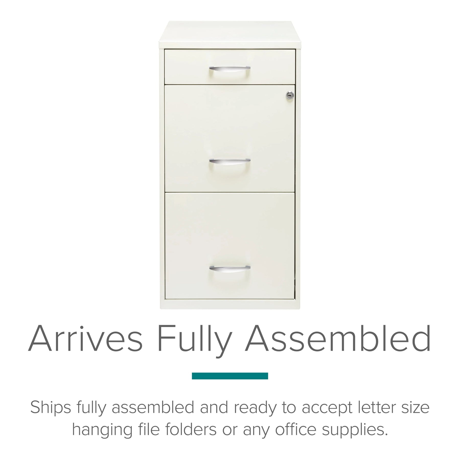 Space Solutions 3 Drawer Letter Width Vertical File Cabinet with Pencil Drawer, White