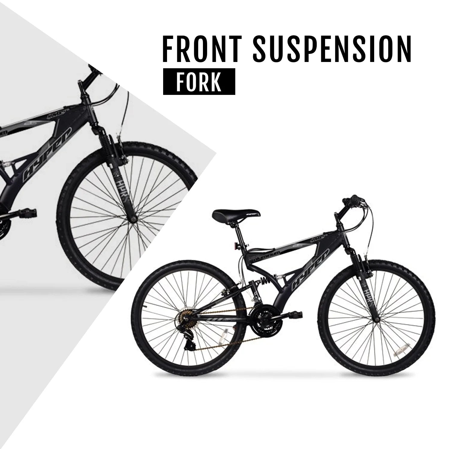 26" Hyper Bicycle Havoc Mountain Bike, 26" Wheels, Adults Ages 14+ Years, Black