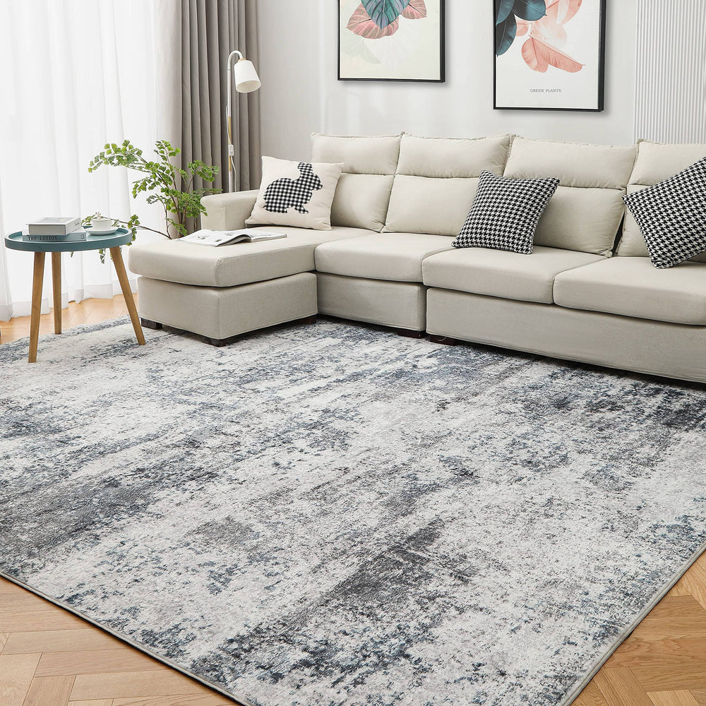 Macro Sen Area Rug Living Room Rugs: 8x10 Indoor Abstract Soft Fluffy Pile Large Carpet with Low Shaggy for Bedroom Dining Room Home Office Decor
