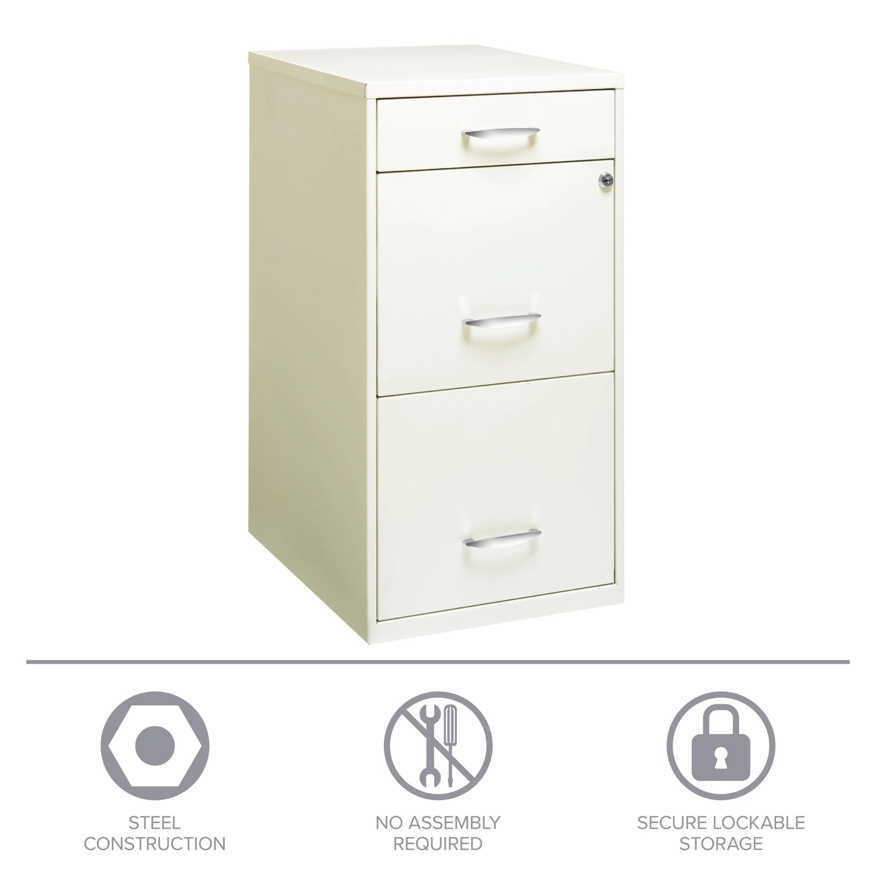 Space Solutions 3 Drawer Letter Width Vertical File Cabinet with Pencil Drawer, White