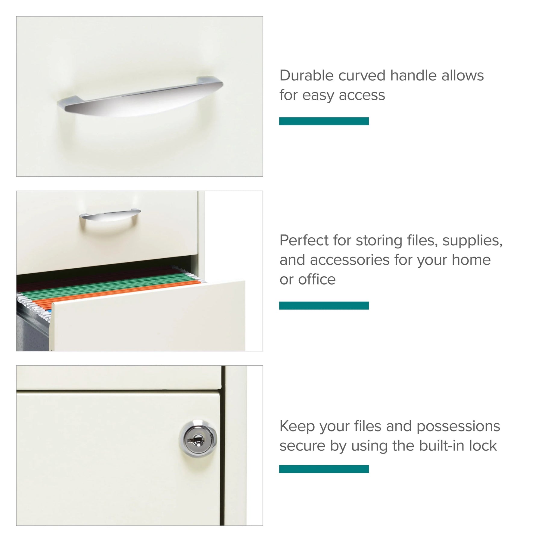 Space Solutions 3 Drawer Letter Width Vertical File Cabinet with Pencil Drawer, White