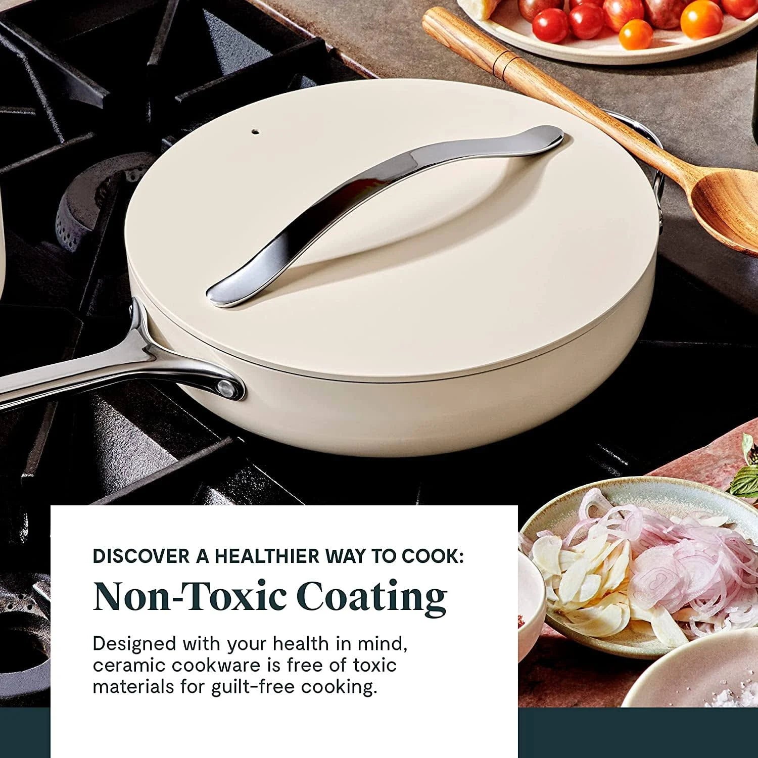 Caraway Nonstick Ceramic Cookware Set (12 Piece) Pots Pans Lids and Kitchen Storage - Non Toxic PTFE & PFOA Free - Oven Safe & Compatible with All - MadeInUSA