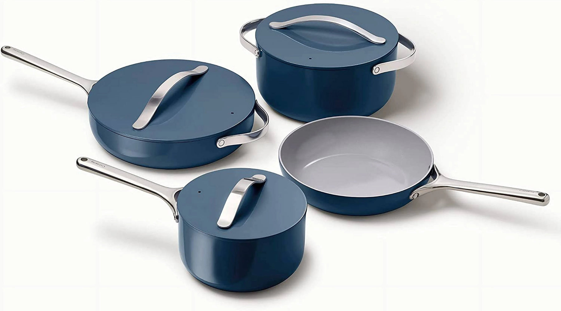 Caraway Nonstick Ceramic Cookware Set (12 Piece) Pots Pans Lids and Kitchen Storage - Non Toxic PTFE & PFOA Free - Oven Safe & Compatible with All - MadeInUSA